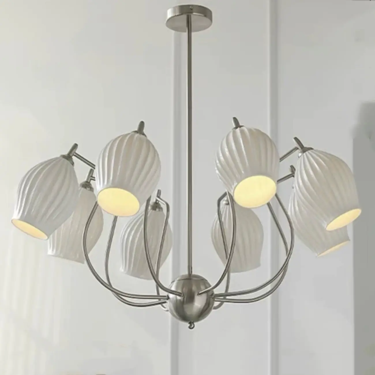 Modern Elegant  White Glass Chandelier for Living Room Image - 2 | homeyfad