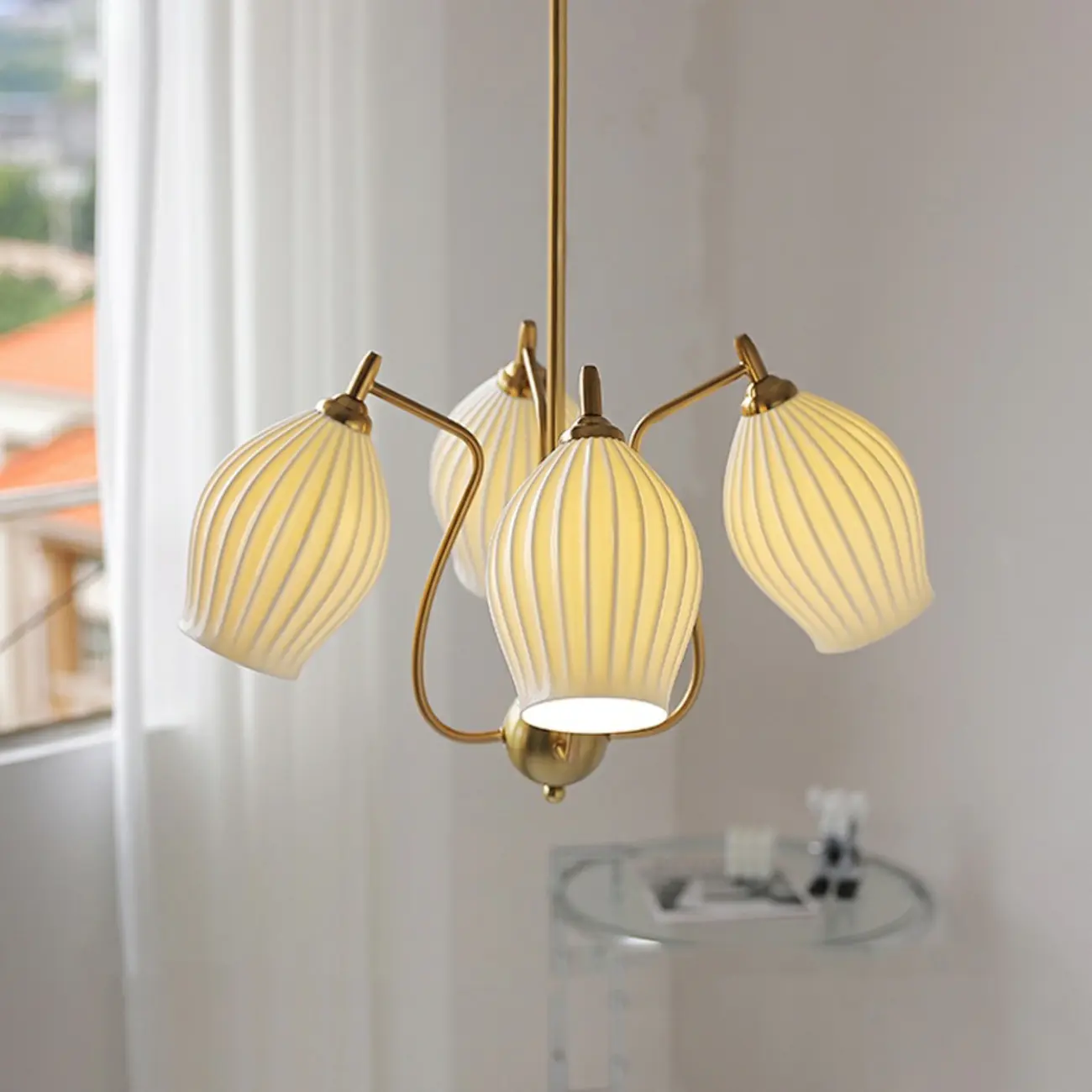 Modern Elegant  White Glass Chandelier for Living Room Image - 3 | homeyfad