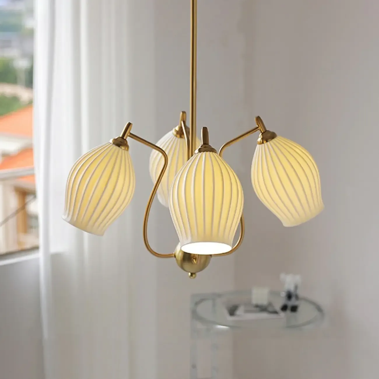 Modern Elegant  White Glass Chandelier for Living Room Image - 3