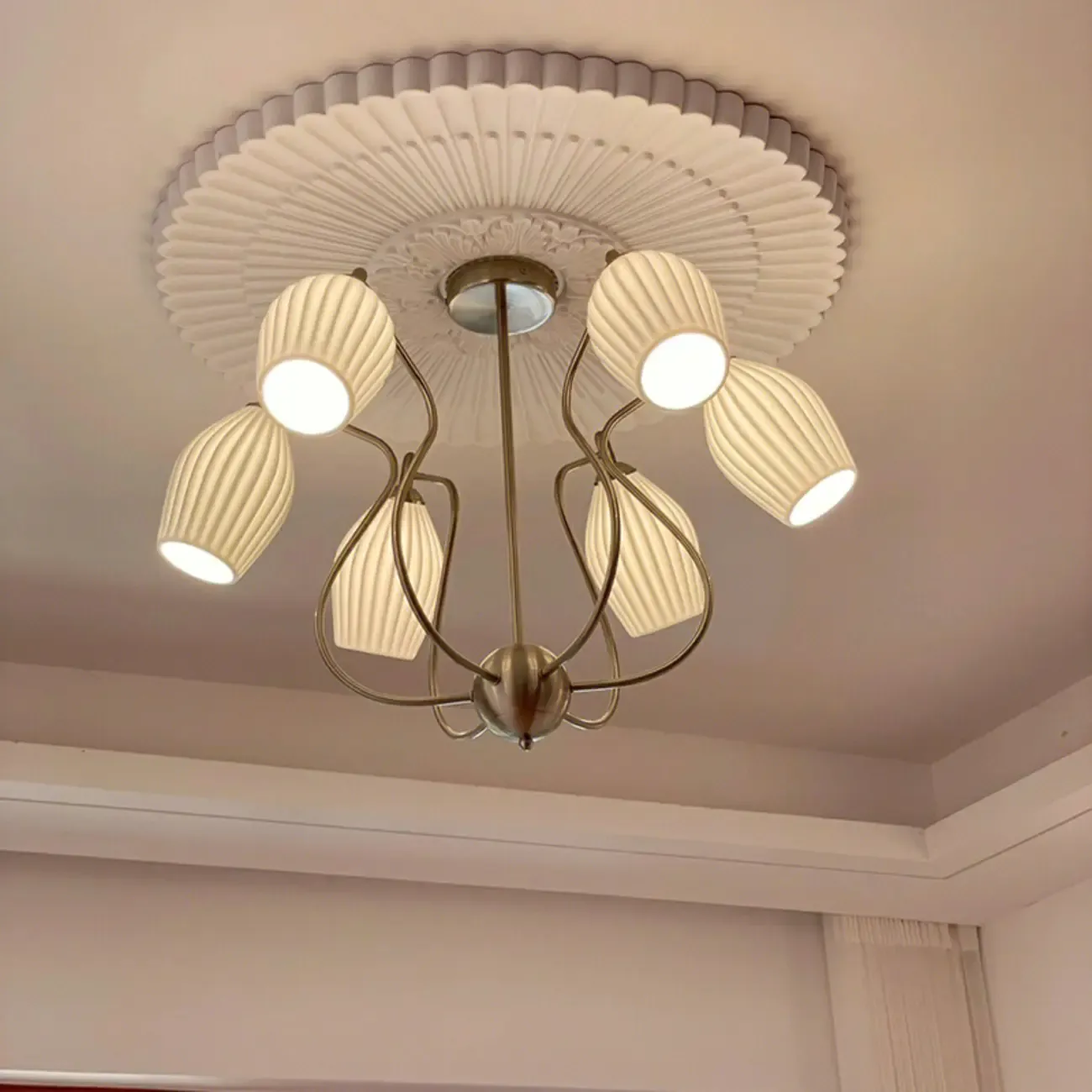 Modern Elegant  White Glass Chandelier for Living Room Image - 5