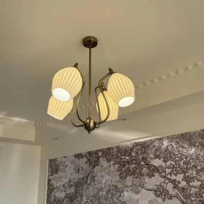 Modern Elegant  White Glass Chandelier for Living Room Image - 11