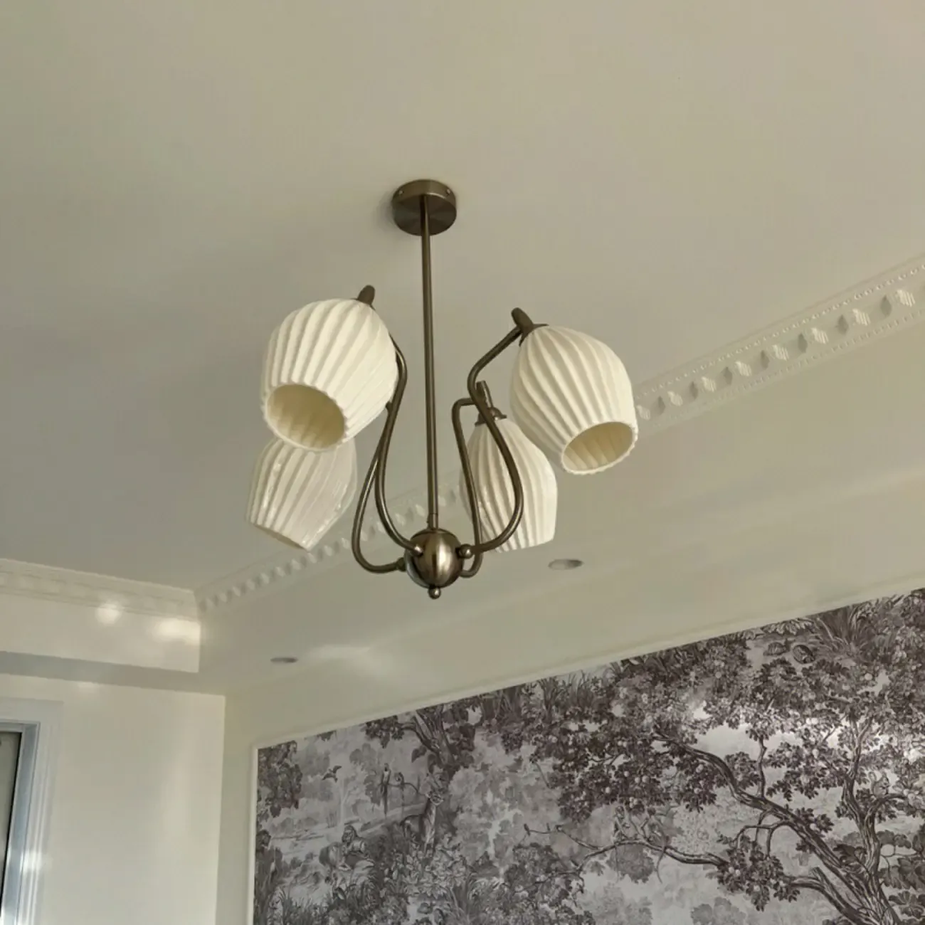 Modern Elegant  White Glass Chandelier for Living Room Image - 12