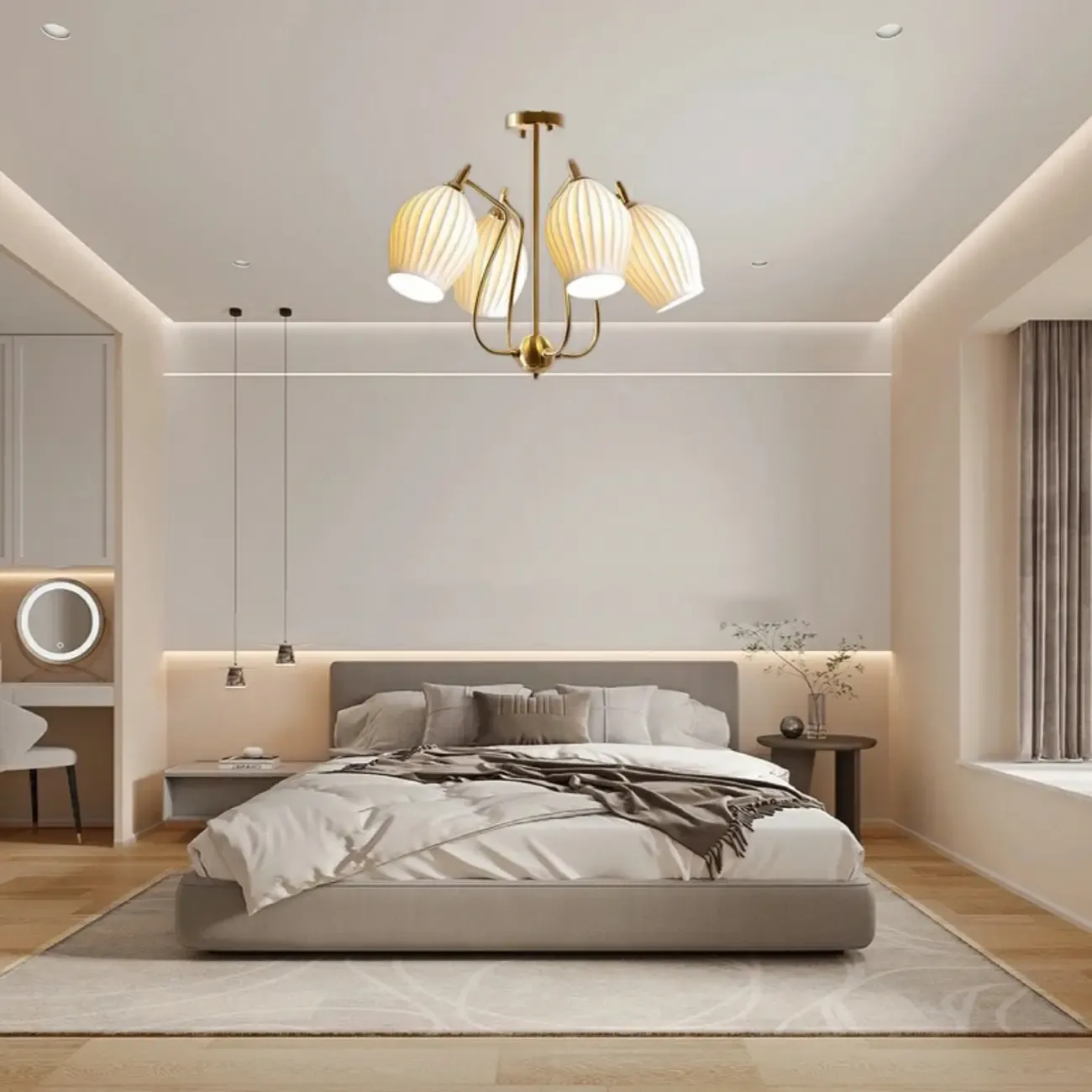 Modern Elegant  White Glass Chandelier for Living Room Image - 13