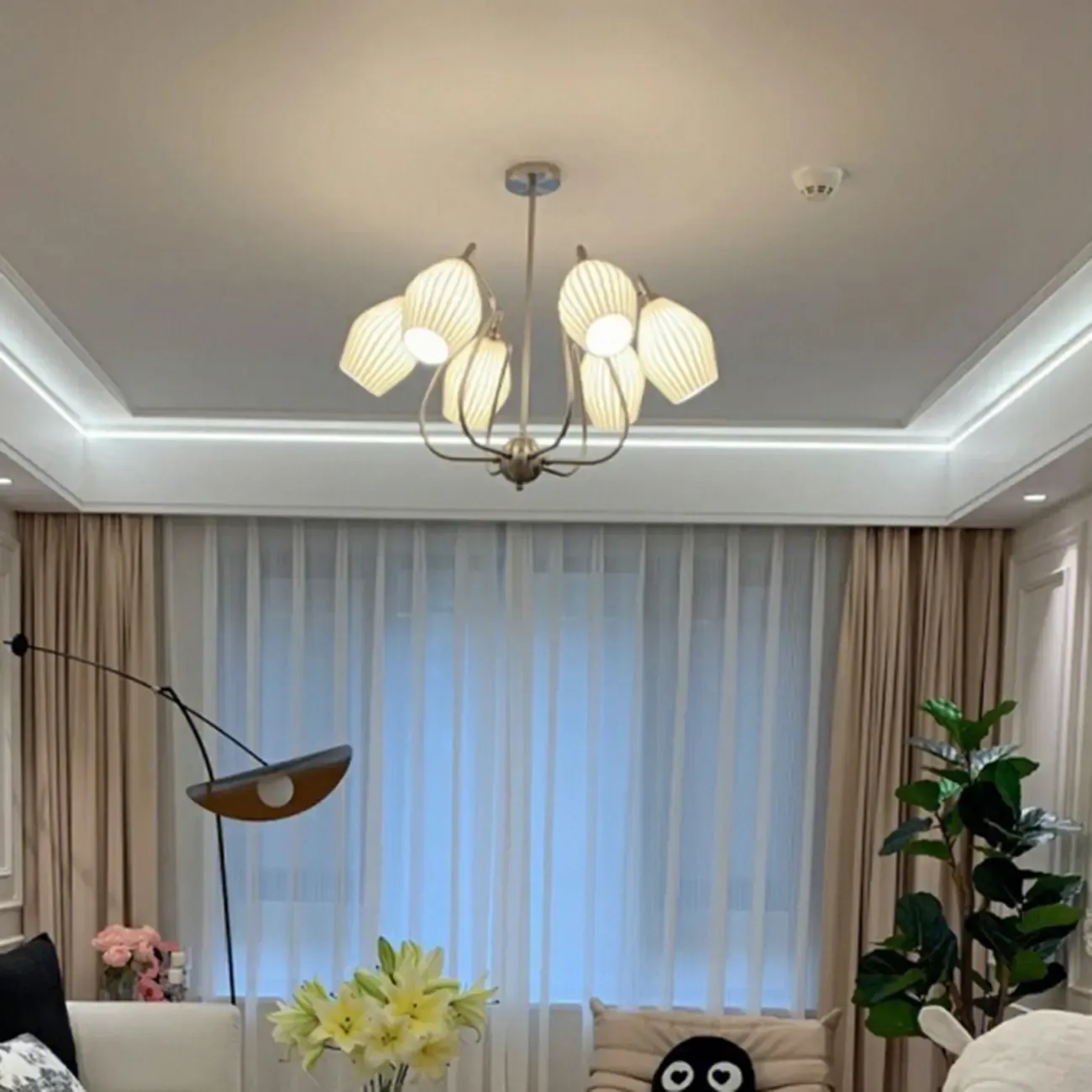 Modern Elegant  White Glass Chandelier for Living Room Image - 14