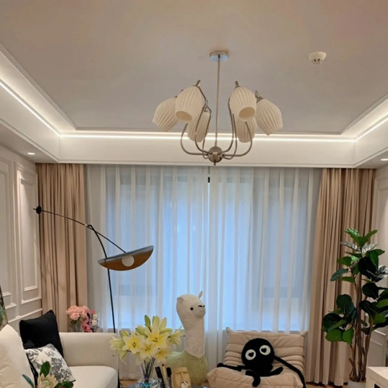 Modern Elegant  White Glass Chandelier for Living Room Image - 15 | homeyfad