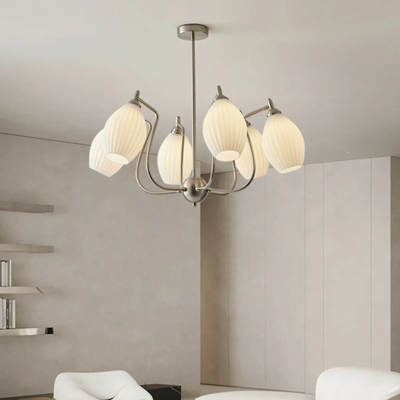Modern Elegant  White Glass Chandelier for Living Room Image - 17 | homeyfad