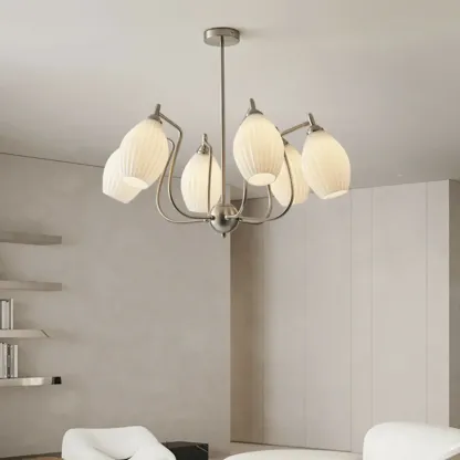 Modern Elegant  White Glass Chandelier for Living Room Image - 17