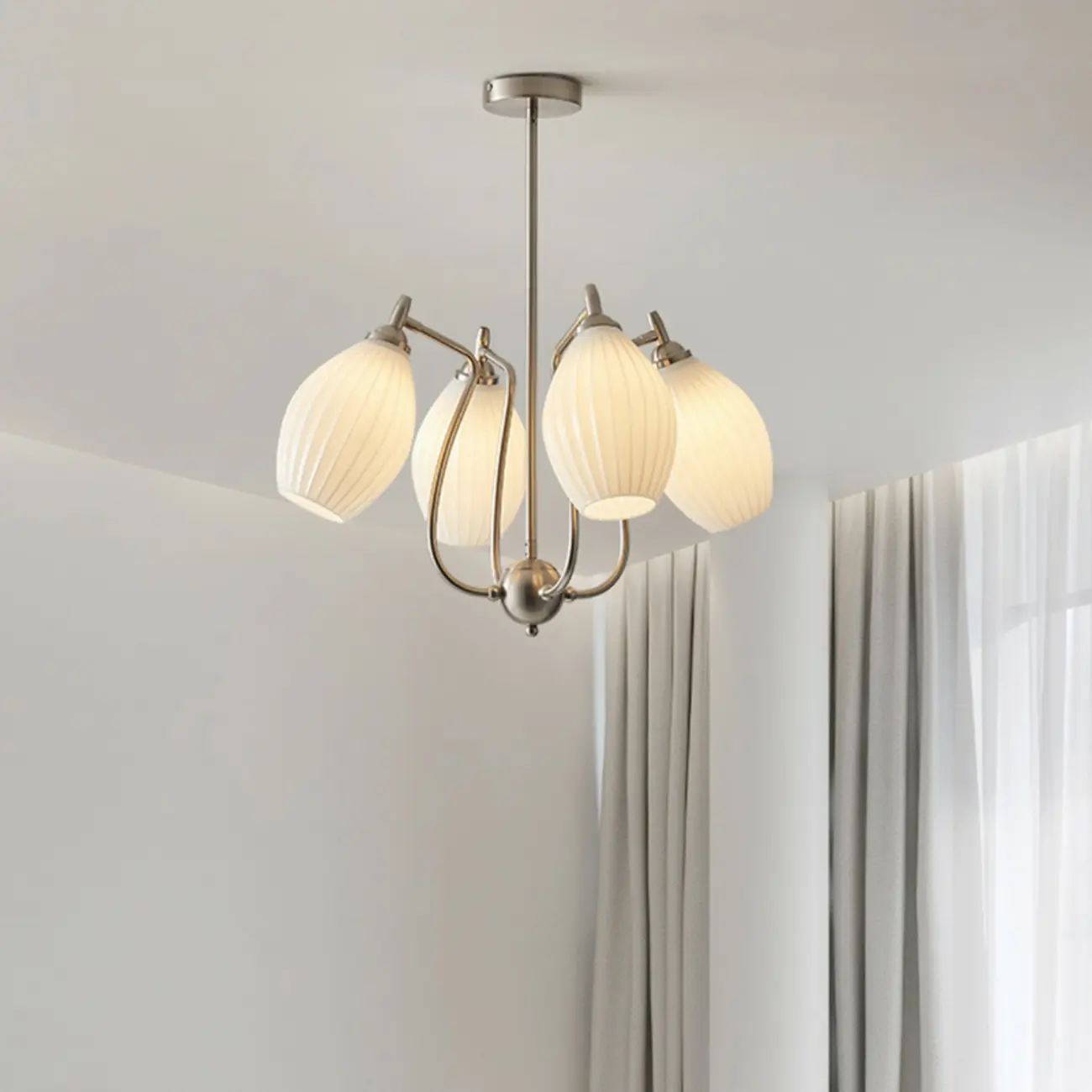 Modern Elegant  White Glass Chandelier for Living Room Image - 18 | homeyfad