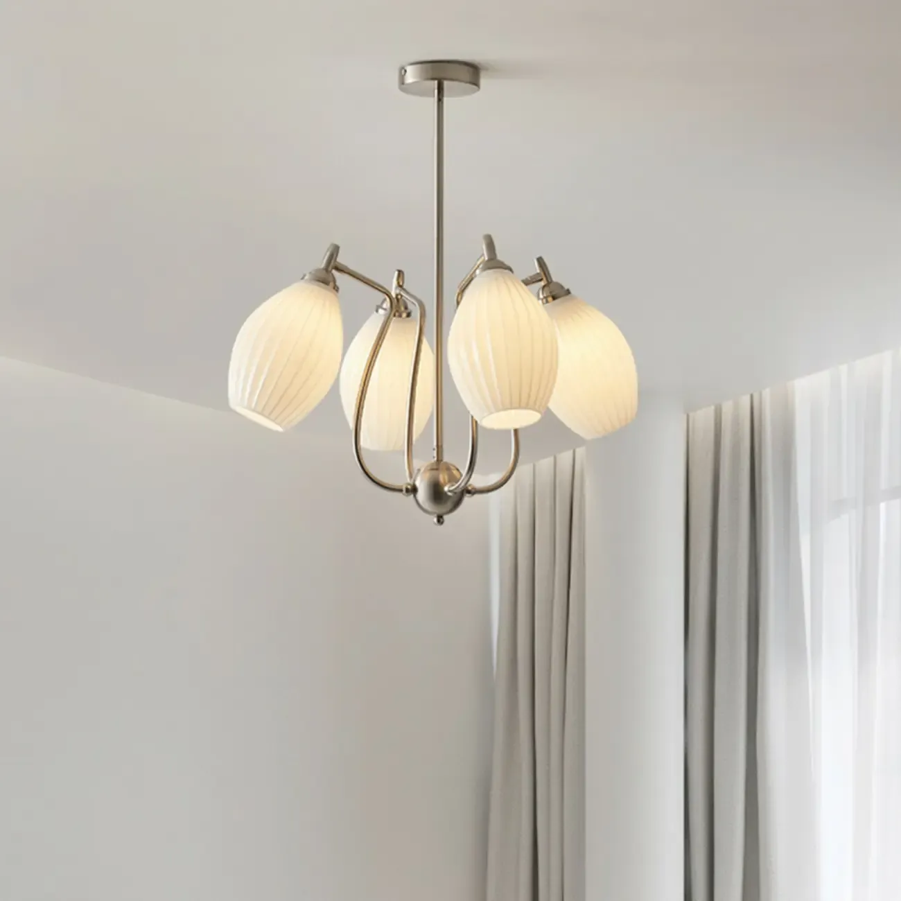 Modern Elegant  White Glass Chandelier for Living Room Image - 18