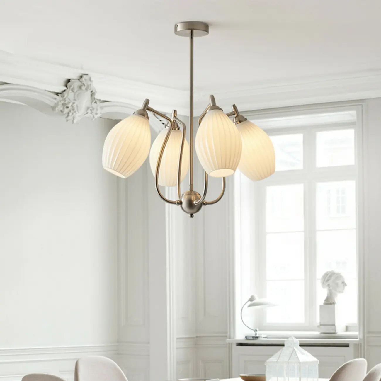 Modern Elegant  White Glass Chandelier for Living Room Image - 19 | homeyfad