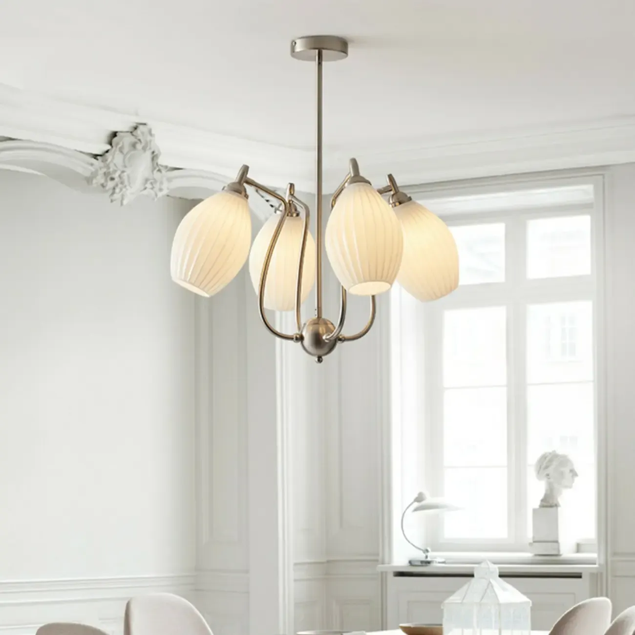 Modern Elegant  White Glass Chandelier for Living Room Image - 19