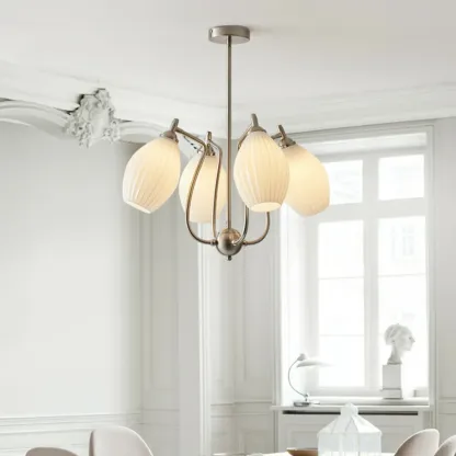 Modern Elegant  White Glass Chandelier for Living Room Image - 19