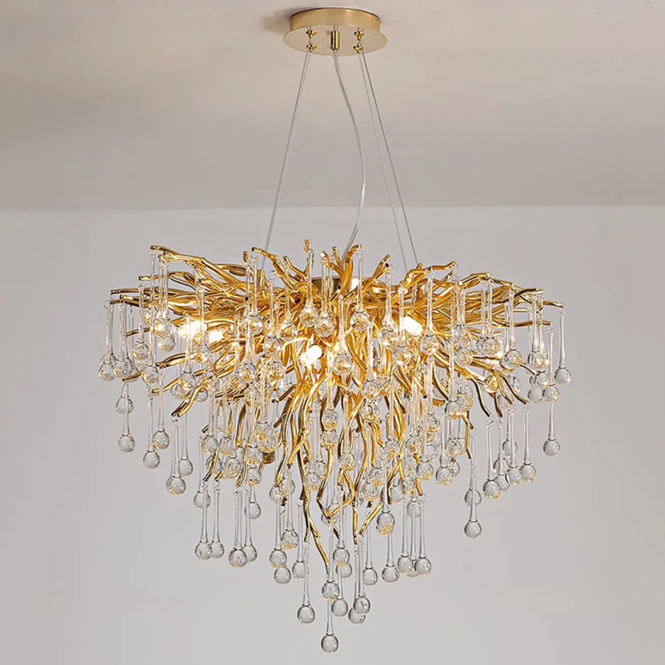 Modern Crystal Chandelier with Gold Branches for Dining Room Image - 8 | homeyfad