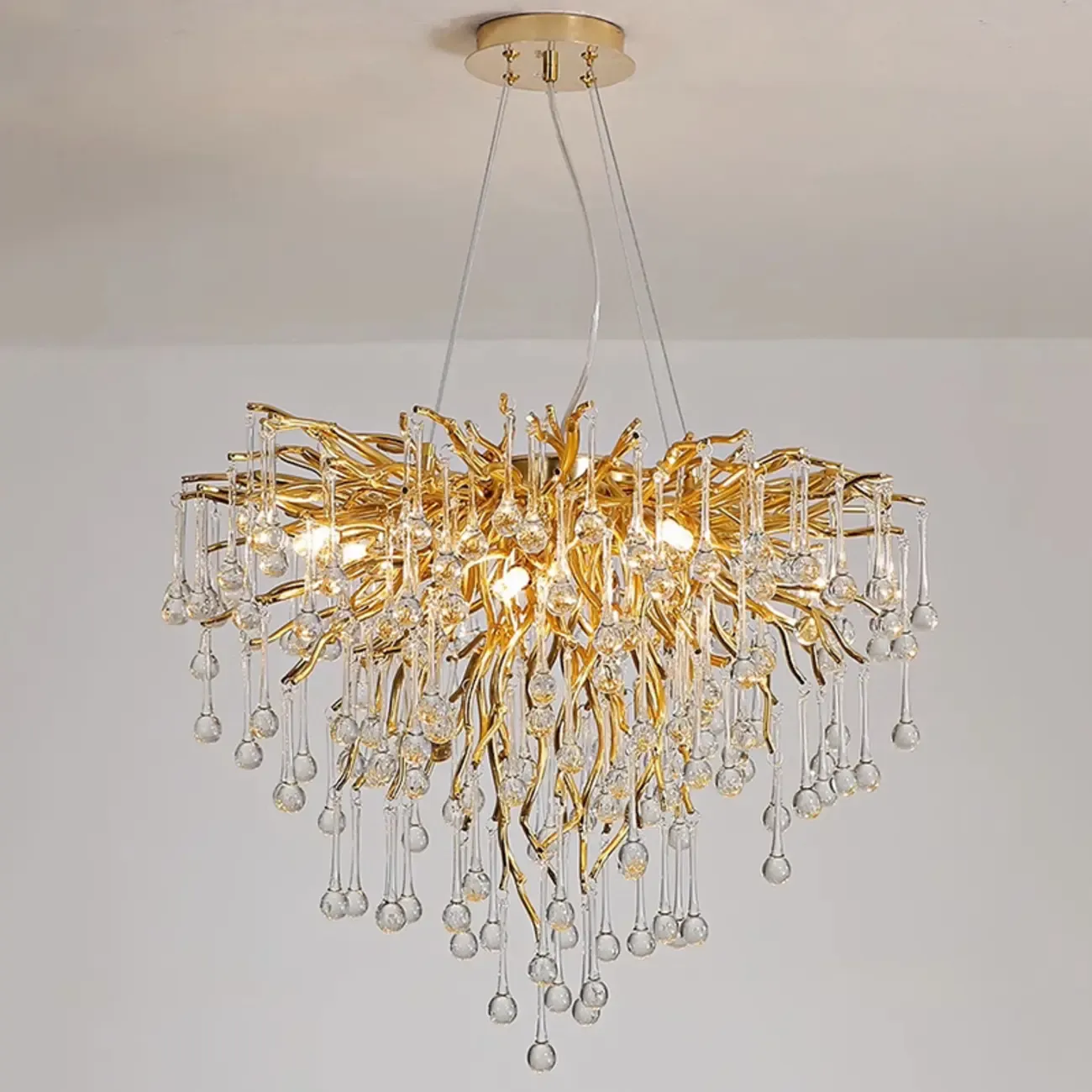 Modern Crystal Chandelier with Gold Branches for Dining Room Image - 8