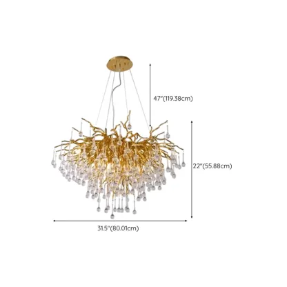Modern Crystal Chandelier with Gold Branches for Dining Room Image - 14