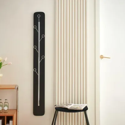 Modern Black/Silver Steel Wall-Mounted Coat Rack Image - 1