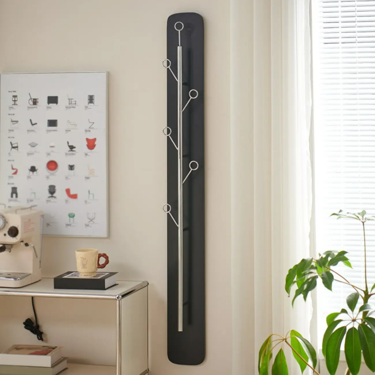 Modern Black/Silver Steel Wall-Mounted Coat Rack Image - 4 | homeyfad