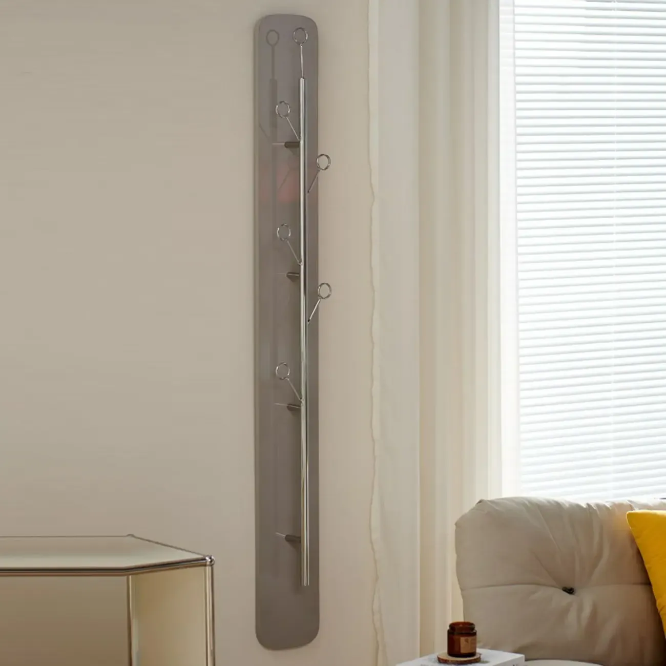 Modern Black/Silver Steel Wall-Mounted Coat Rack Image - 5
