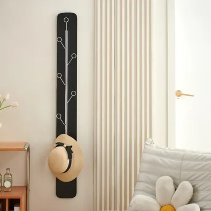 Modern Black/Silver Steel Wall-Mounted Coat Rack Image - 6