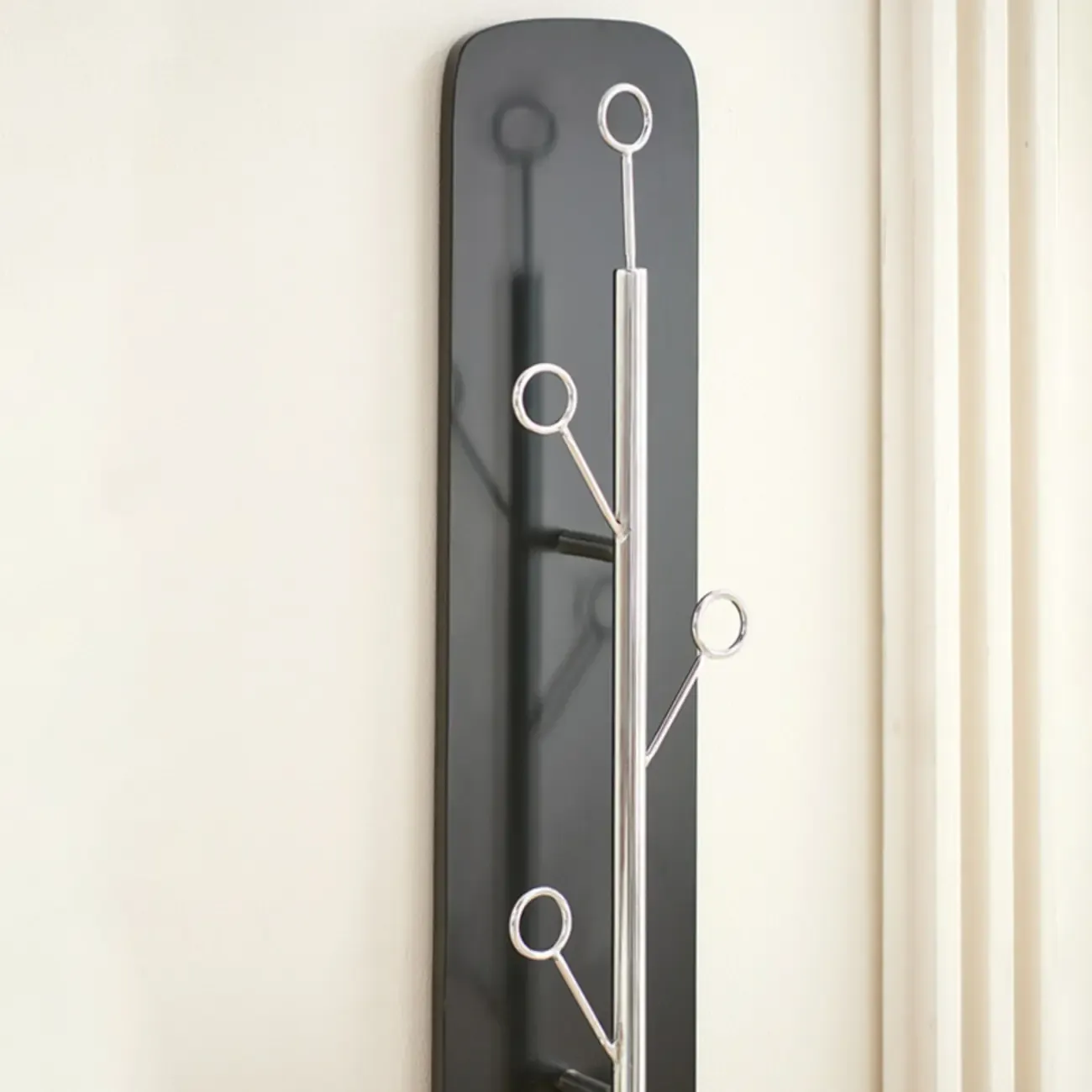 Modern Black/Silver Steel Wall-Mounted Coat Rack Image - 8