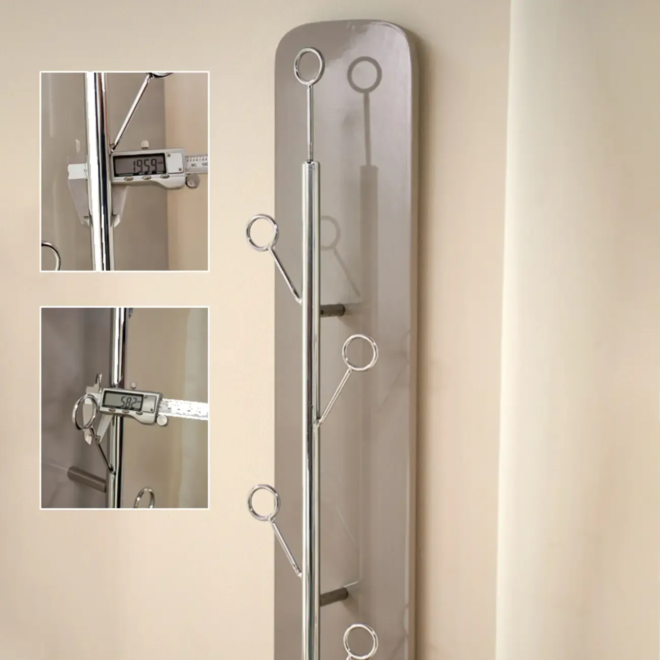 Modern Black/Silver Steel Wall-Mounted Coat Rack Image - 10