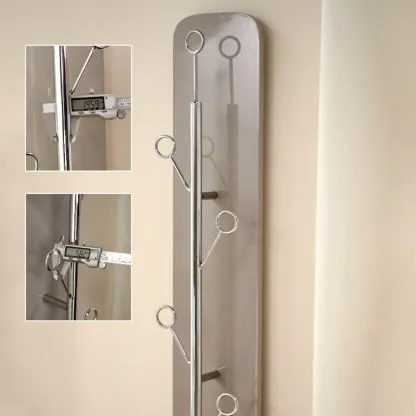 Modern Black/Silver Steel Wall-Mounted Coat Rack Image - 10