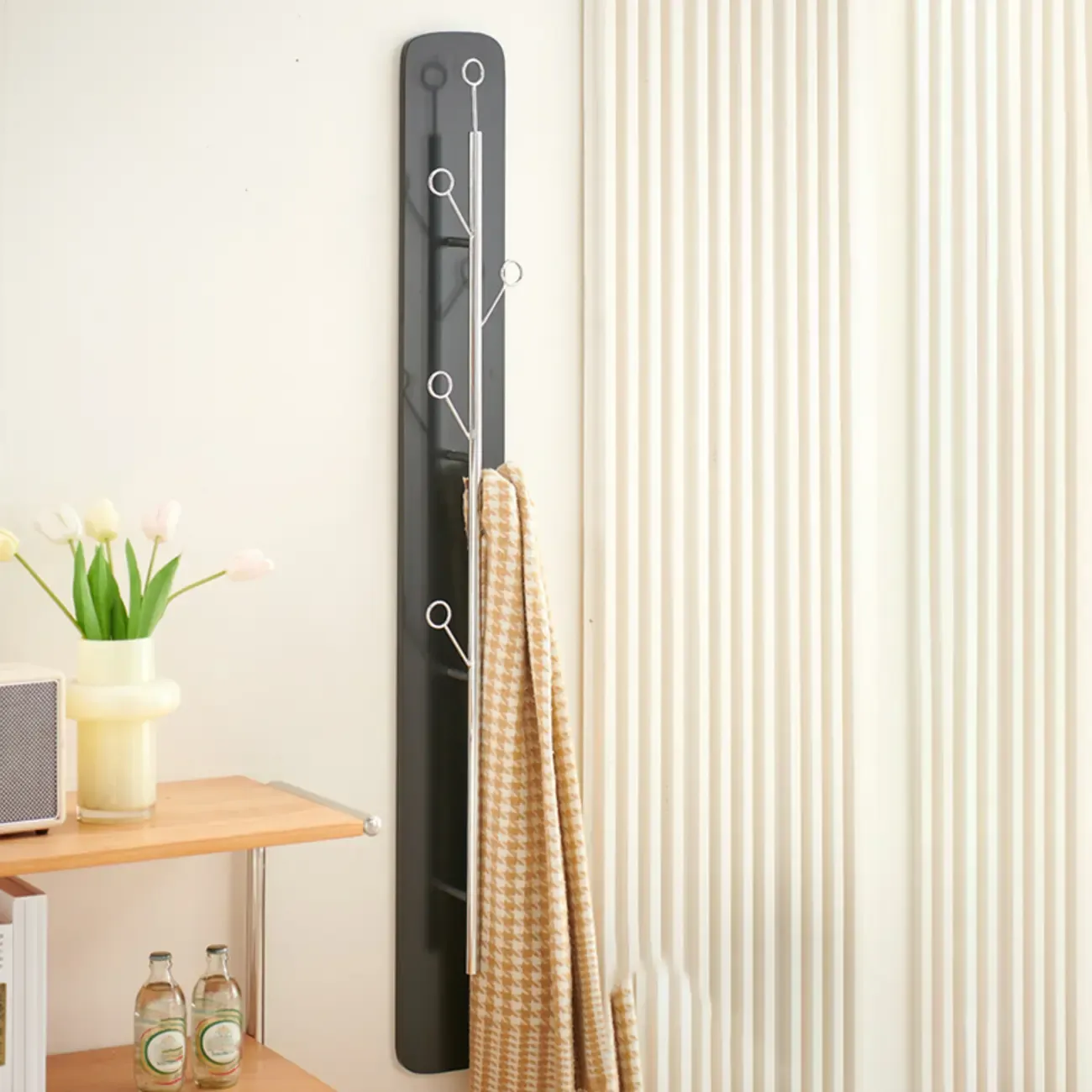 Modern Black/Silver Steel Wall-Mounted Coat Rack Image - 11