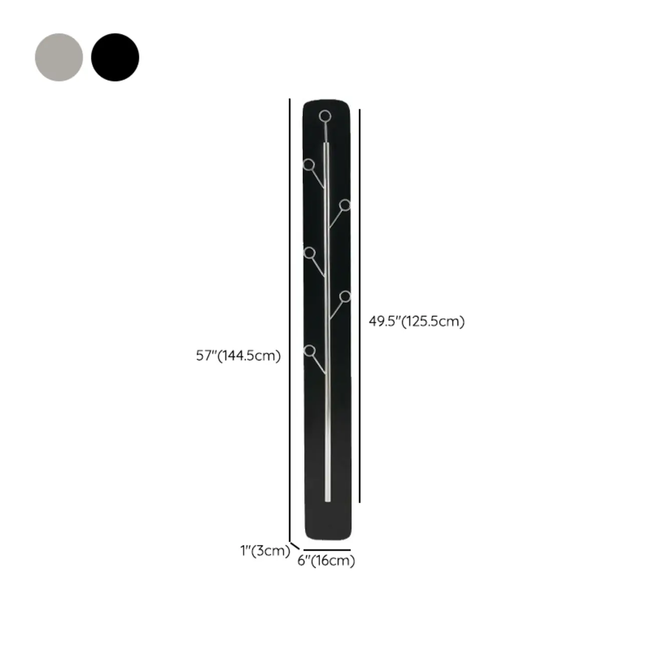 Modern Black/Silver Steel Wall-Mounted Coat Rack #size