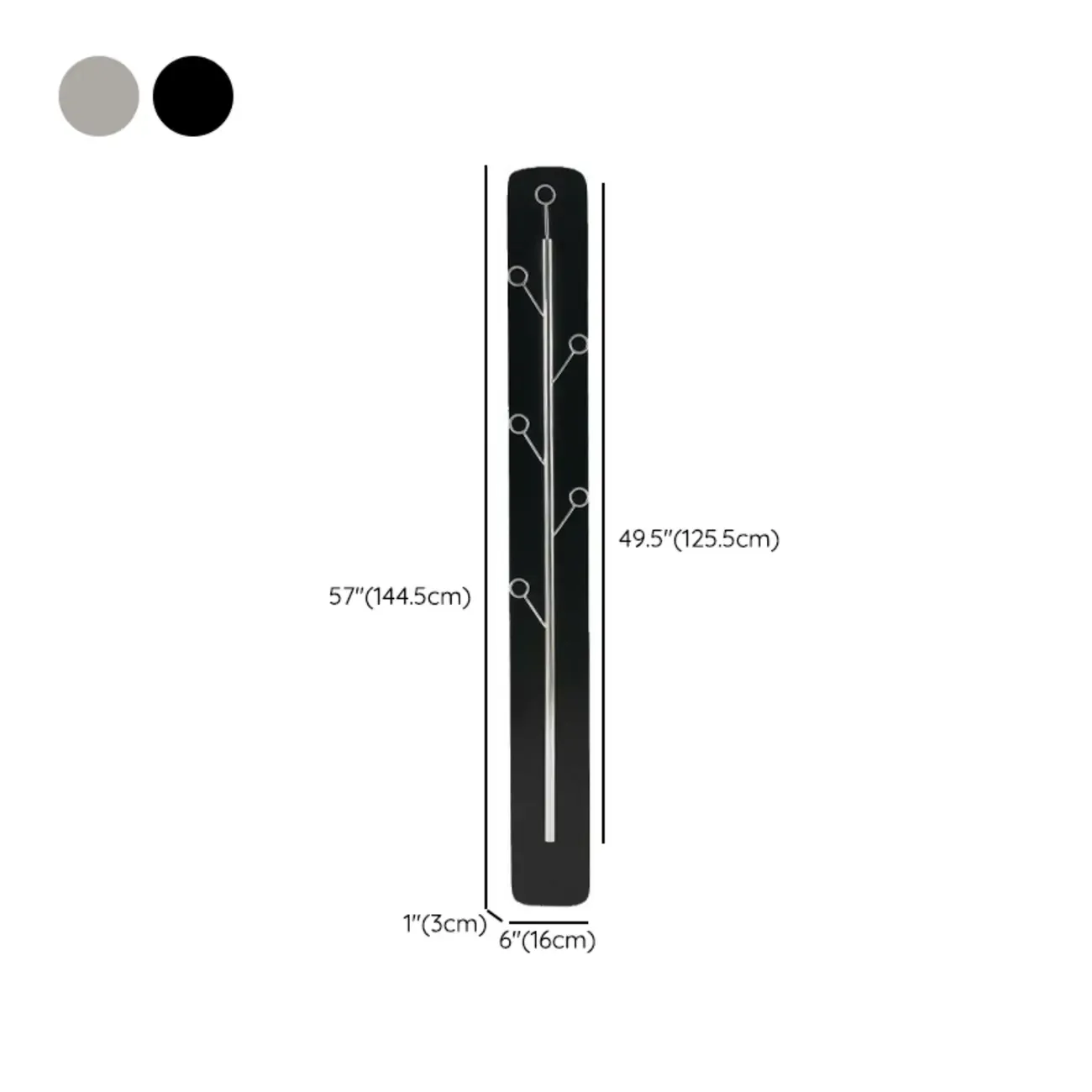 Modern Black/Silver Steel Wall-Mounted Coat Rack #size