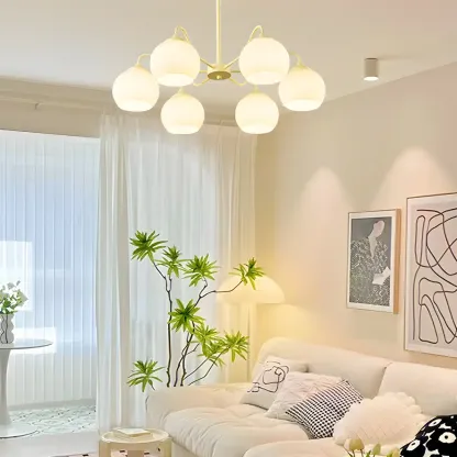 Minimalistic White Bulb Chandelier with Adjustable height Image - 1