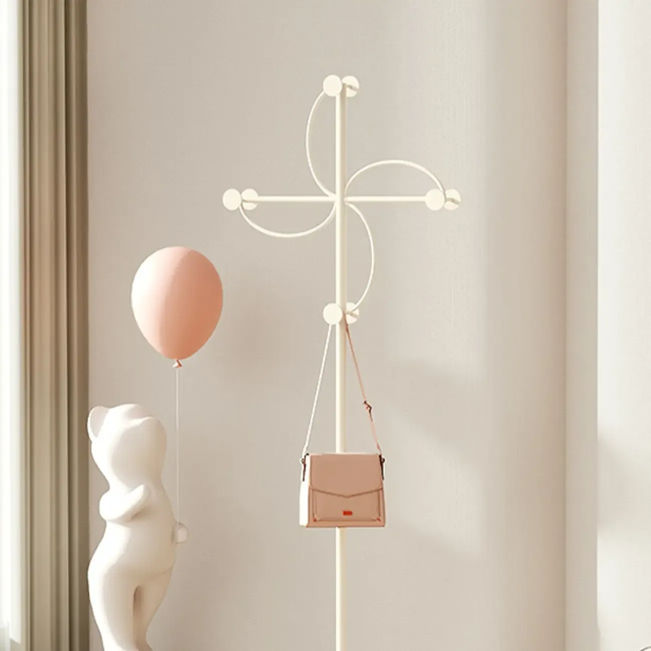 Glam Metal Pinwheel-Shaped Coat Rack with Hooks Image - 1