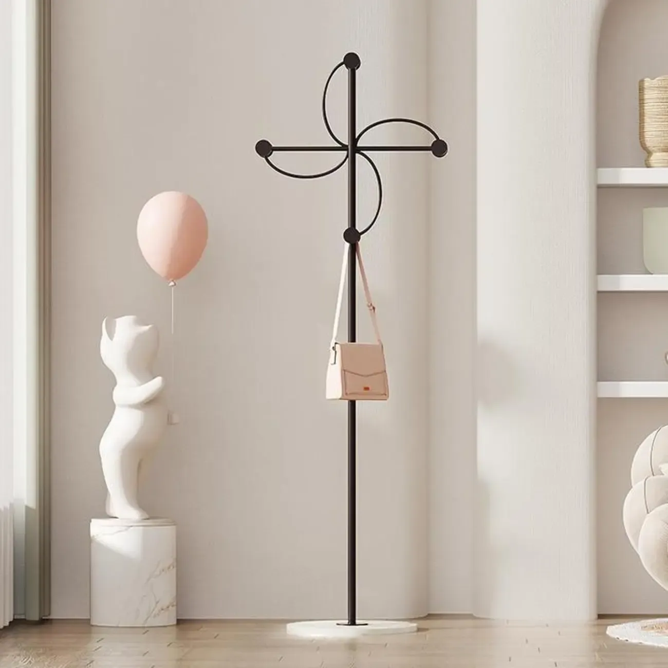 Glam Metal Pinwheel-Shaped Coat Rack with Hooks Image - 2