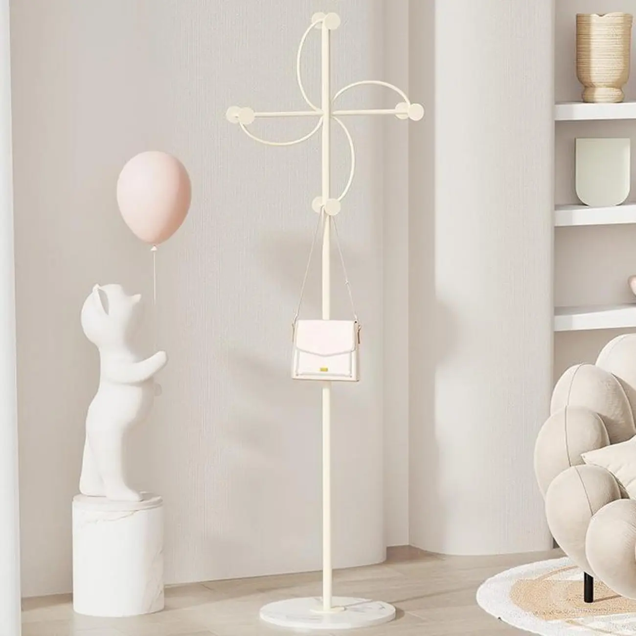 Glam Metal Pinwheel-Shaped Coat Rack with Hooks Image - 3 | homeyfad