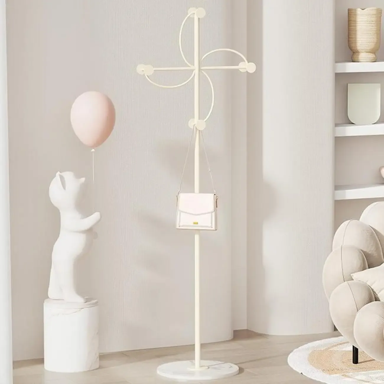 Glam Metal Pinwheel-Shaped Coat Rack with Hooks Image - 3