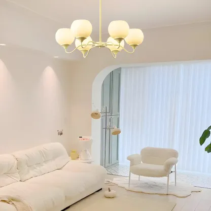 Minimalistic White Bulb Chandelier with Adjustable height Image - 4