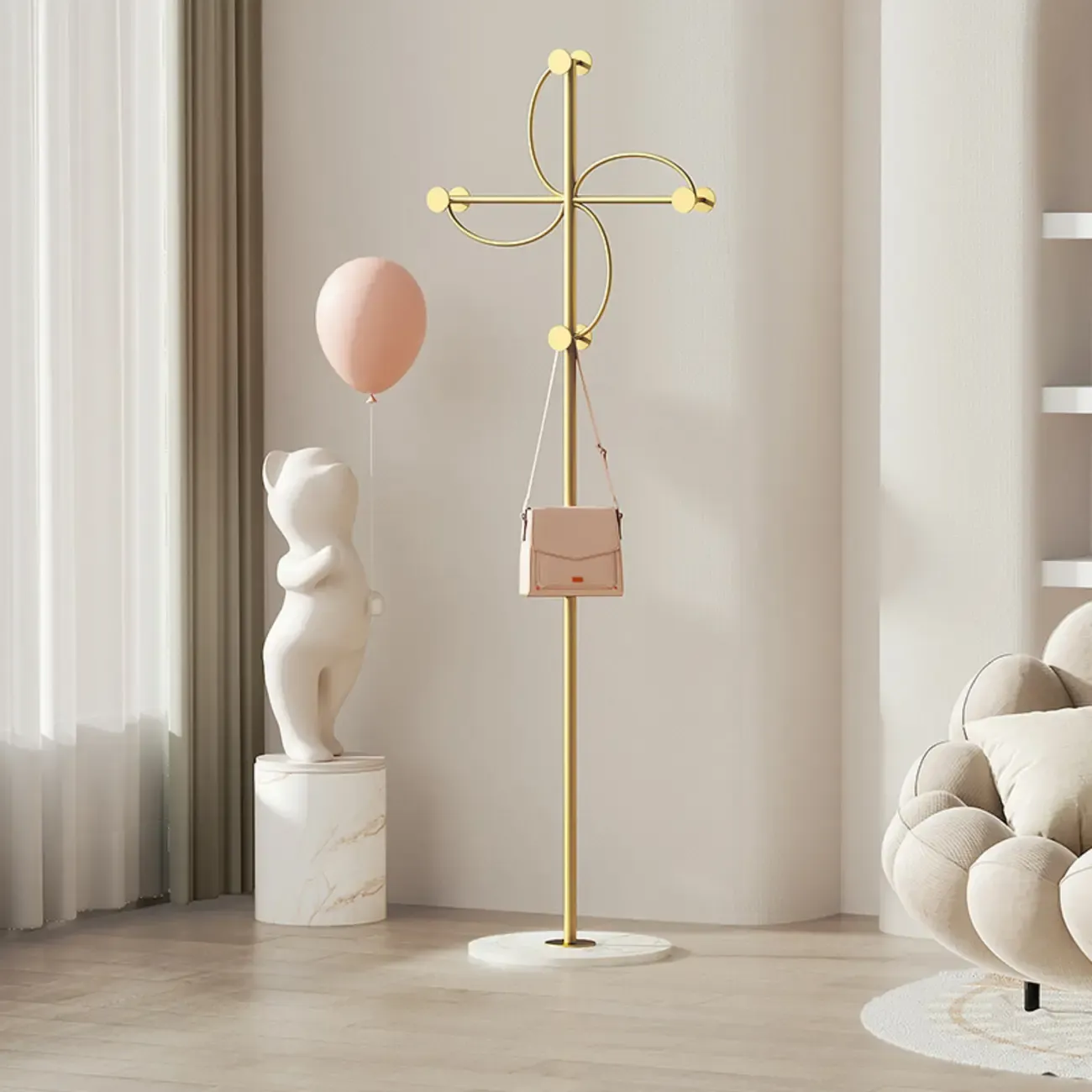 Glam Metal Pinwheel-Shaped Coat Rack with Hooks Image - 5