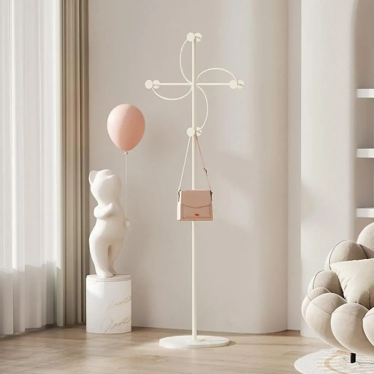 Glam Metal Pinwheel-Shaped Coat Rack with Hooks Image - 6