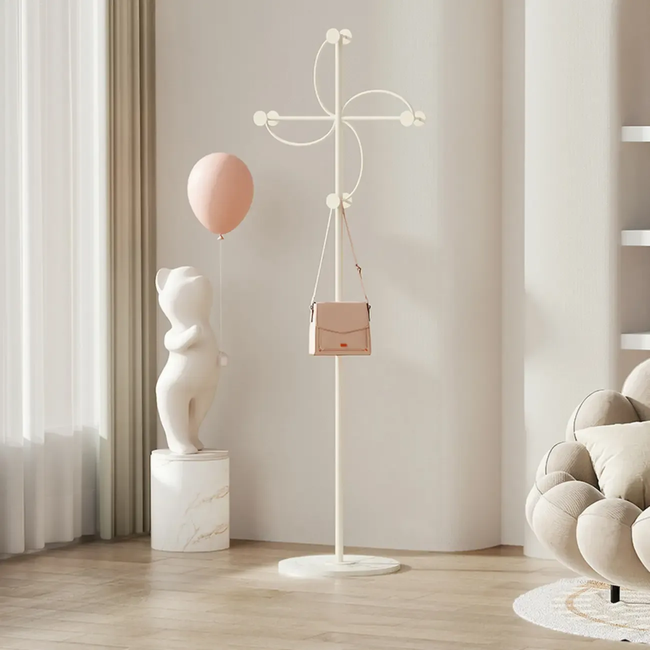 Glam Metal Pinwheel-Shaped Coat Rack with Hooks Image - 7