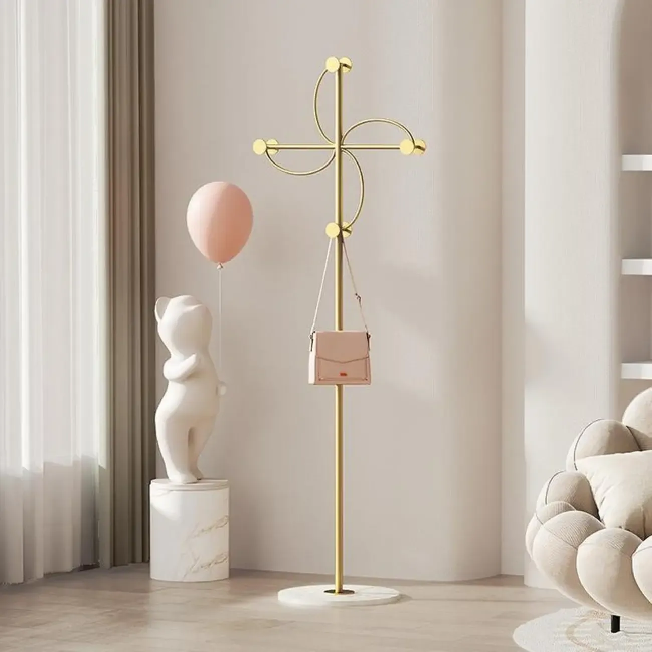 Glam Metal Pinwheel-Shaped Coat Rack with Hooks Image - 8