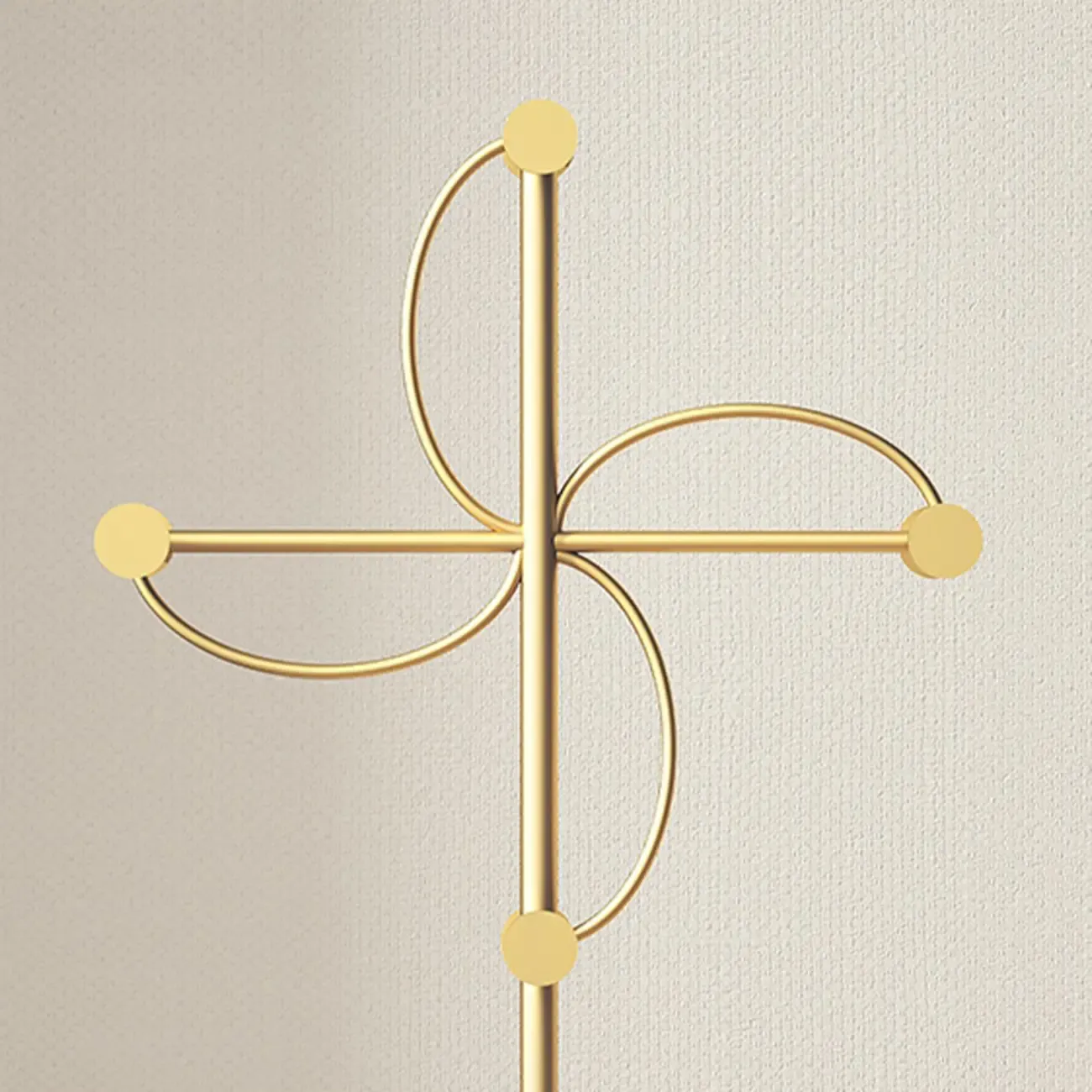 Glam Metal Pinwheel-Shaped Coat Rack with Hooks Image - 10