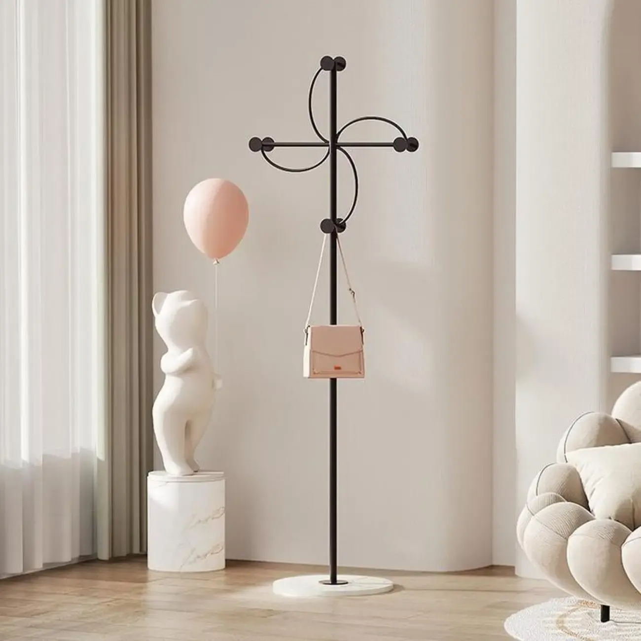 Glam Metal Pinwheel-Shaped Coat Rack with Hooks Image - 13