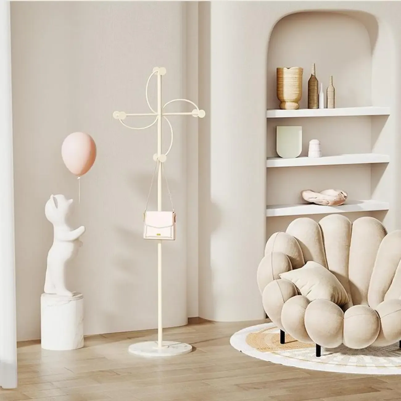 Glam Metal Pinwheel-Shaped Coat Rack with Hooks Image - 14