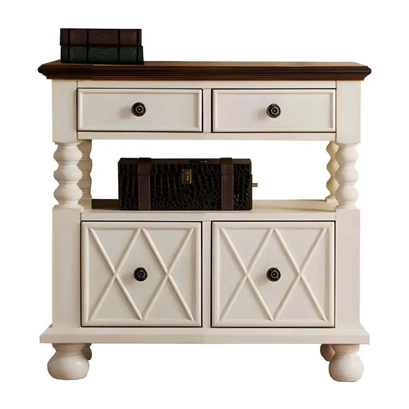 Vintage Geometric Wooden Sideboard with Storage Drawers Image - 10