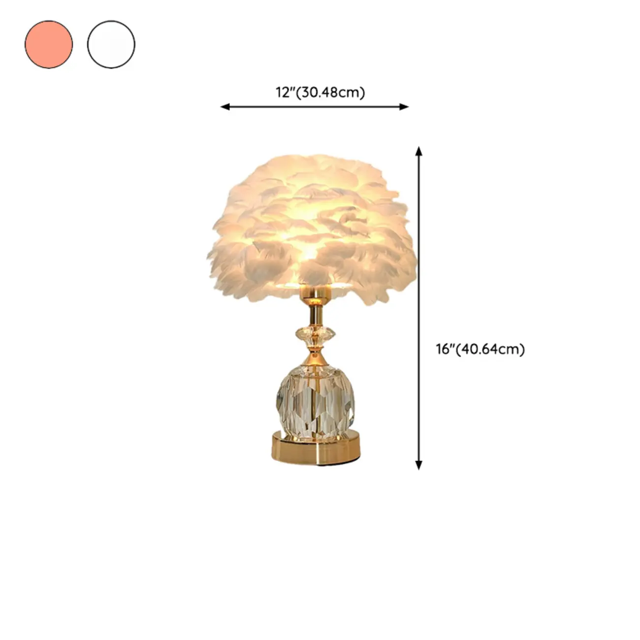 Elegant Pink Feather Shade Gold Crystal Bedside Table Lamp Image - 18 | homeyfad