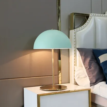 Macaron Iron Dome Shade Metal Table Lamp Plug In Electric Image - 1