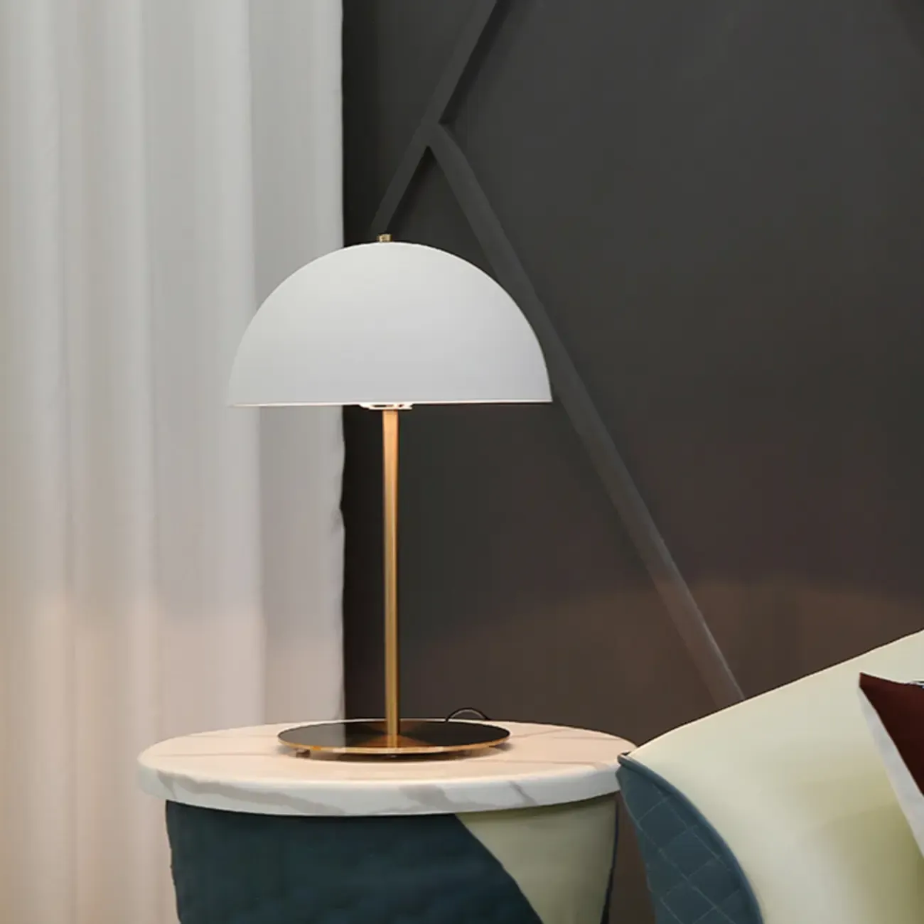 Macaron Iron Dome Shade Metal Table Lamp Plug In Electric Image - 2