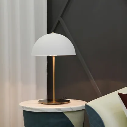 Macaron Iron Dome Shade Metal Table Lamp Plug In Electric Image - 2