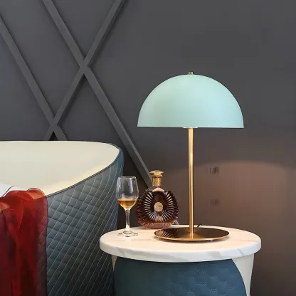 Macaron Iron Dome Shade Metal Table Lamp Plug In Electric Image - 5