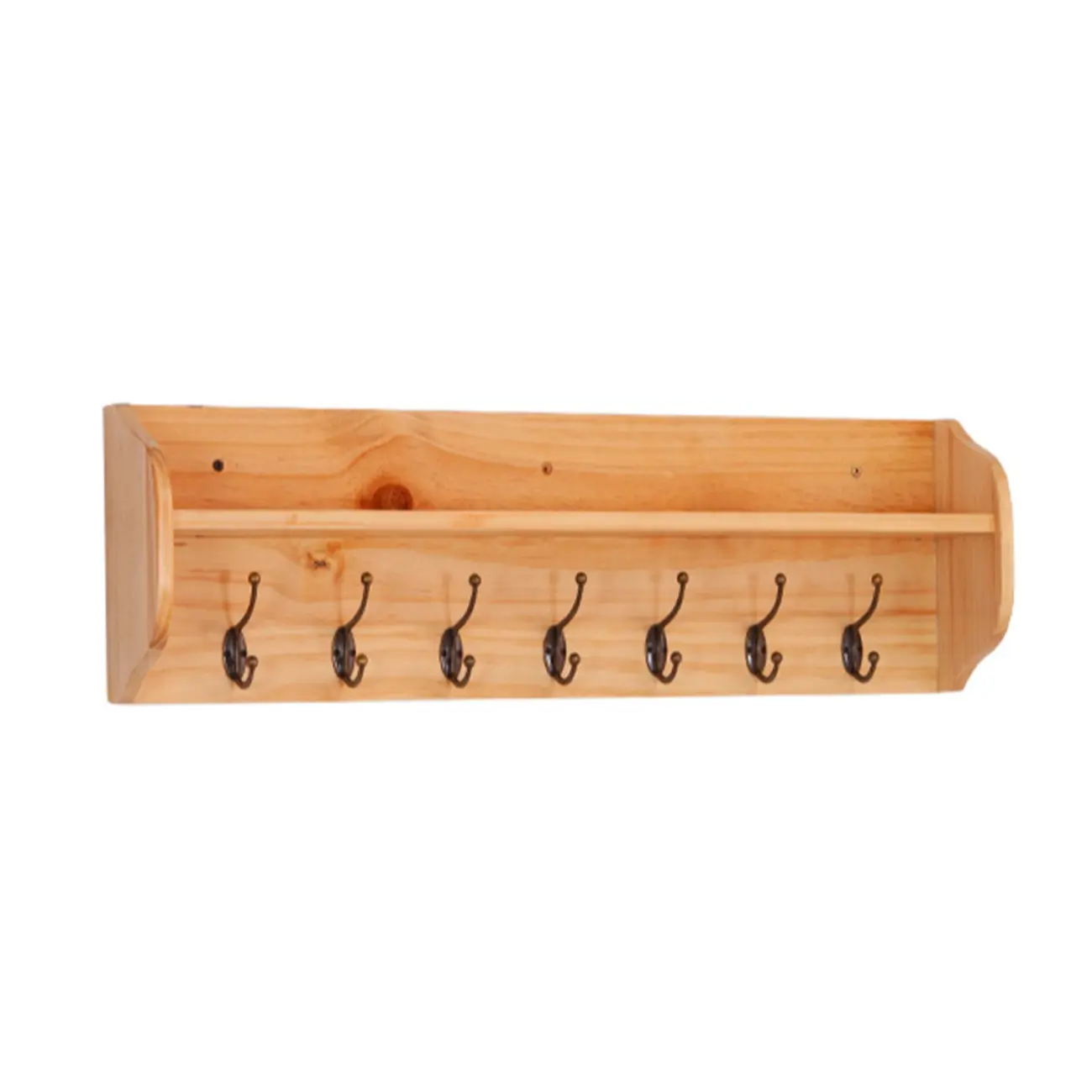 Practical Wooden Wall-Mounted Coat Rack with Hooks & Shelves Image - 6 | homeyfad
