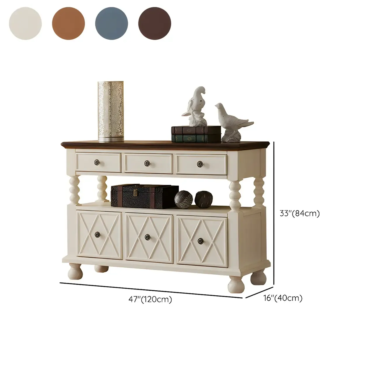 Vintage Geometric Wooden Sideboard with Storage Drawers #size